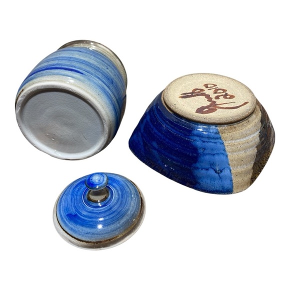 Handcrafted Art Pottery Set (Bowl & Jar with Lid) - Picture 2 of 6